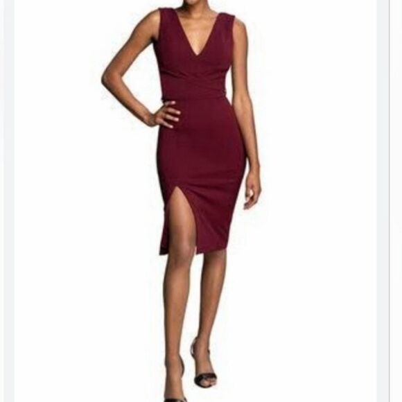 Dress the Population Alessia Tie Waist Crepe Dress-N5 - Picture 1 of 7